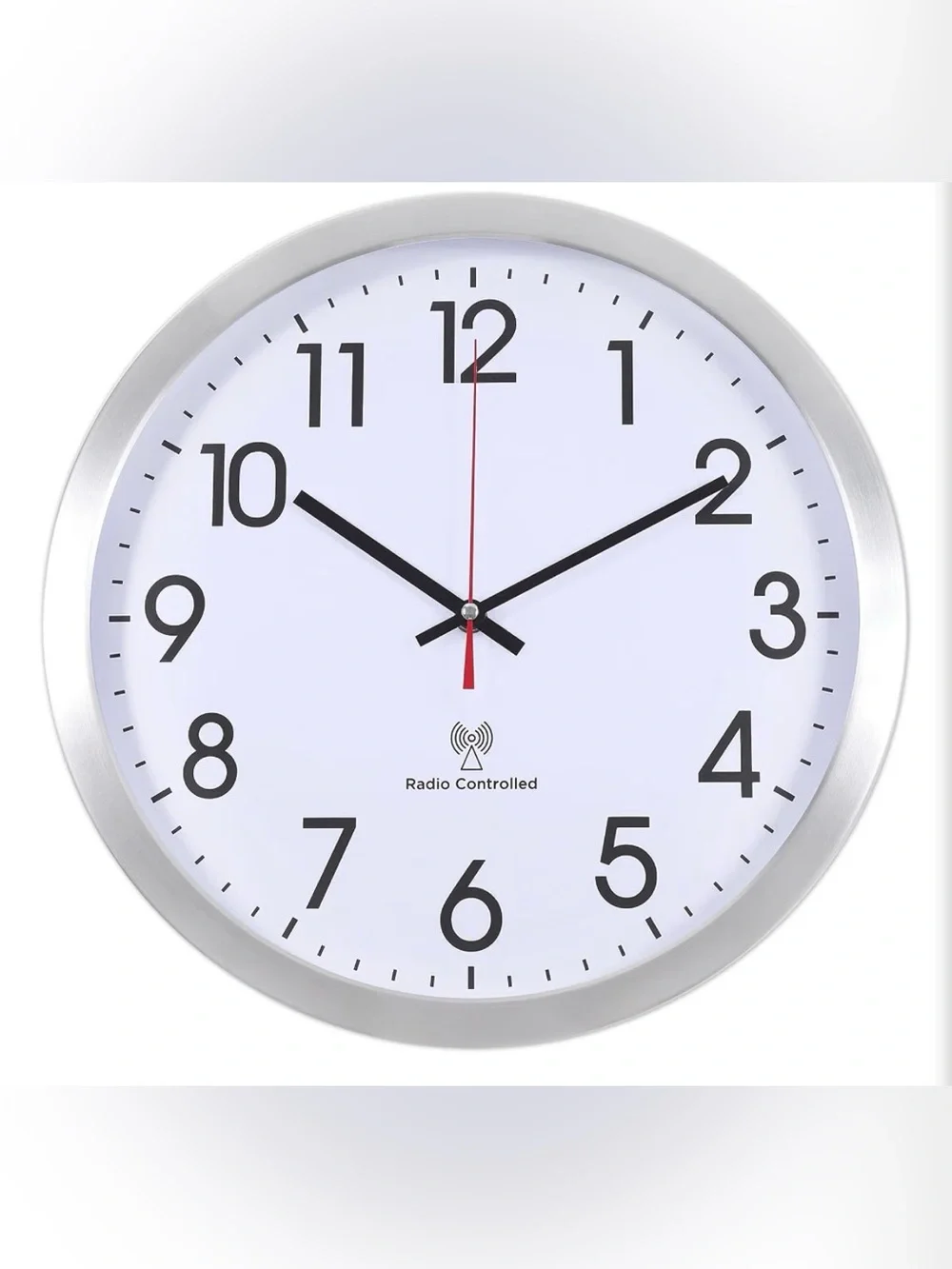 Atomic Analog Wall Clock, 14Inch Radio Controlled Sets 14 Inch White